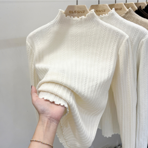 Áo len nữ giữ nhiệt mùa đông màu be, form ôm vừa, mềm mại