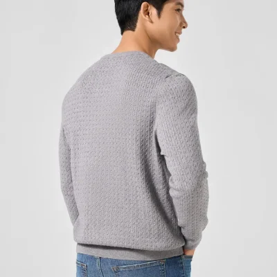 Áo Len Nam Regular Cổ Tròn Thấp Bện Thừng