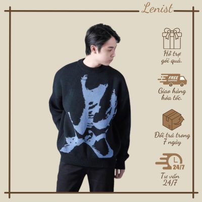 Áo len nam cổ tròn vải len sợi dày dặn form oversize phong cách SNAZZY KNIT SWEATER