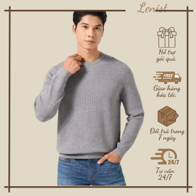 Áo Len Nam Regular Cổ Tròn Thấp Bện Thừng