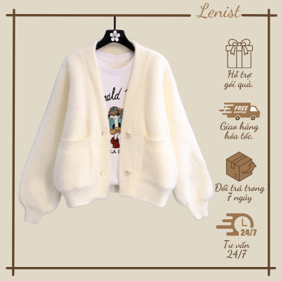 Áo Khoác Len Lông Cừu Mềm Mại Cổ Chữ V