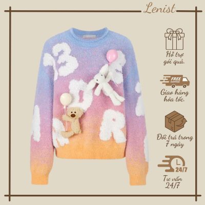 Áo Len Nữ 13 De Marzo Float Cloud Balloon Sweater Màu Cam Xanh