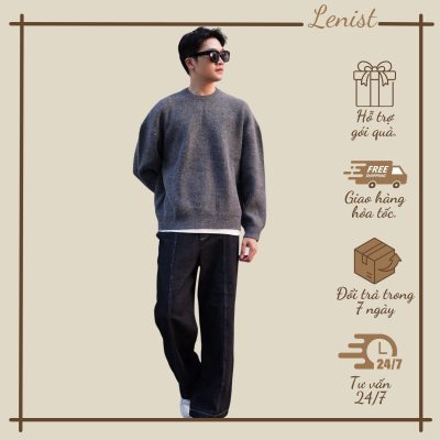Áo Len Đan FORM SIÊU TO Oversize nam cổ tròn, chất len cực dày dặn