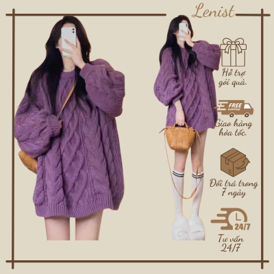 Áo Len Nữ Phong Cách Hàn Quốc Màu Tím (Hàng đẹp dáng dài)