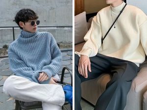 áo len cổ lọ phối với gì