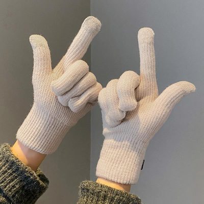 Găng Tay Len Dệt Kim Mùa Đông Dầy Ấm Áp, Phù Hợp Cho Học Sinh Và Người Đi Xe Đạp