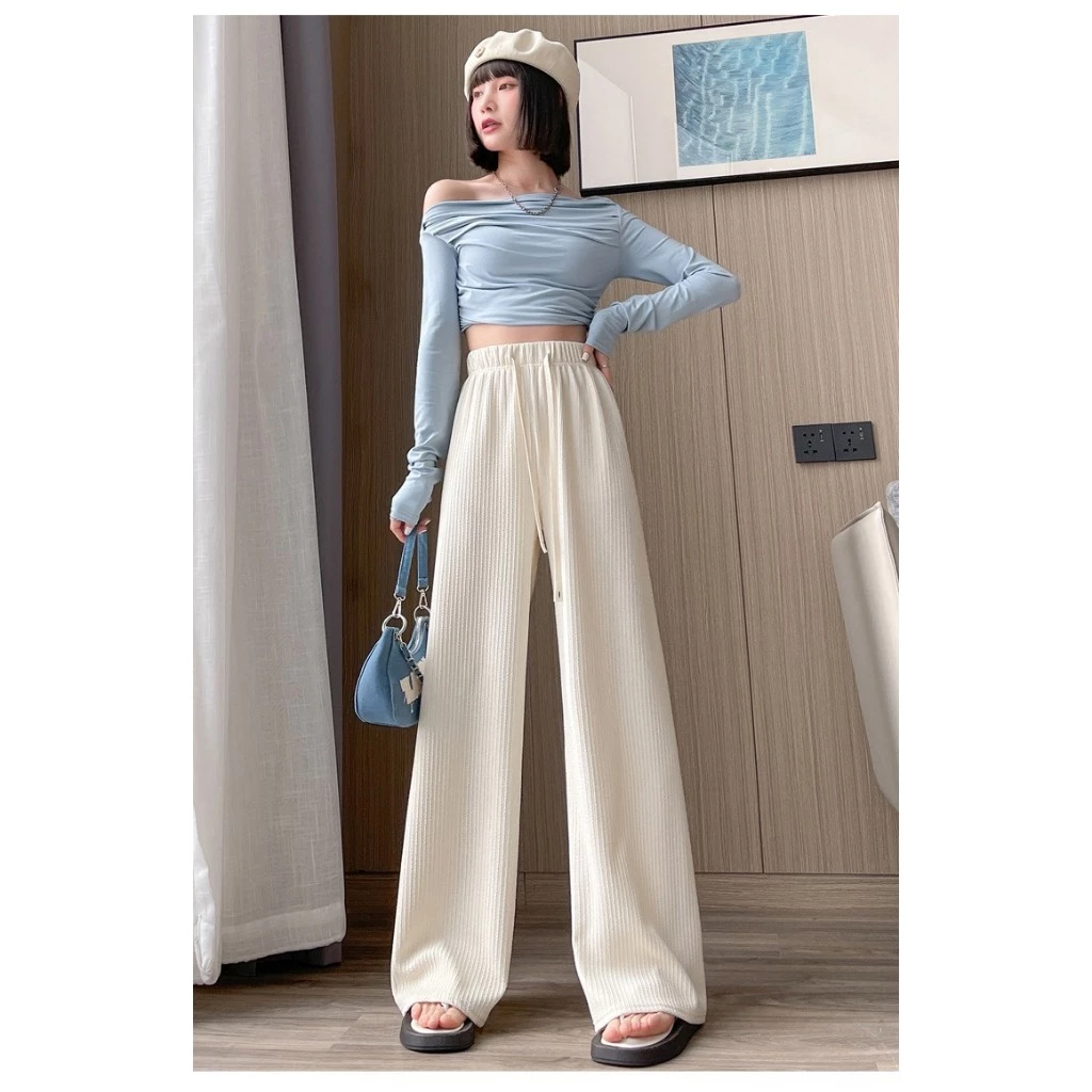 QUẦN LEN TĂM ỐNG SUÔNG siêu hack dáng , Quần dài nỉ jogger nam nữ cạp chun ống rộng có dây rút chỉnh eo - Image 2